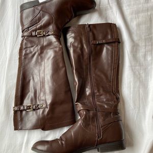 Brown knee high boots